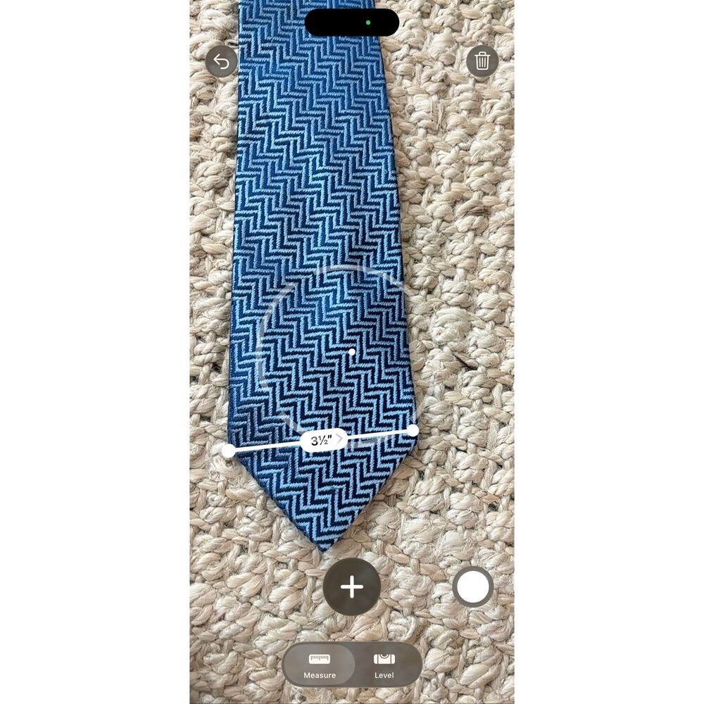 Charvet Paris Blue Geometric Silk Tie | Luxury French Designer Necktie | Chevron - Picture 7 of 7